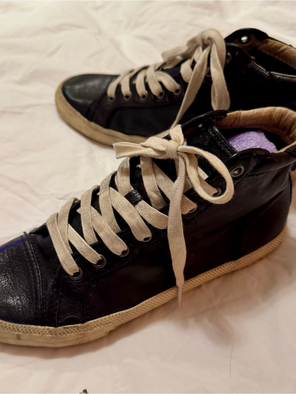Frye Black Leather High-Top Sneakers